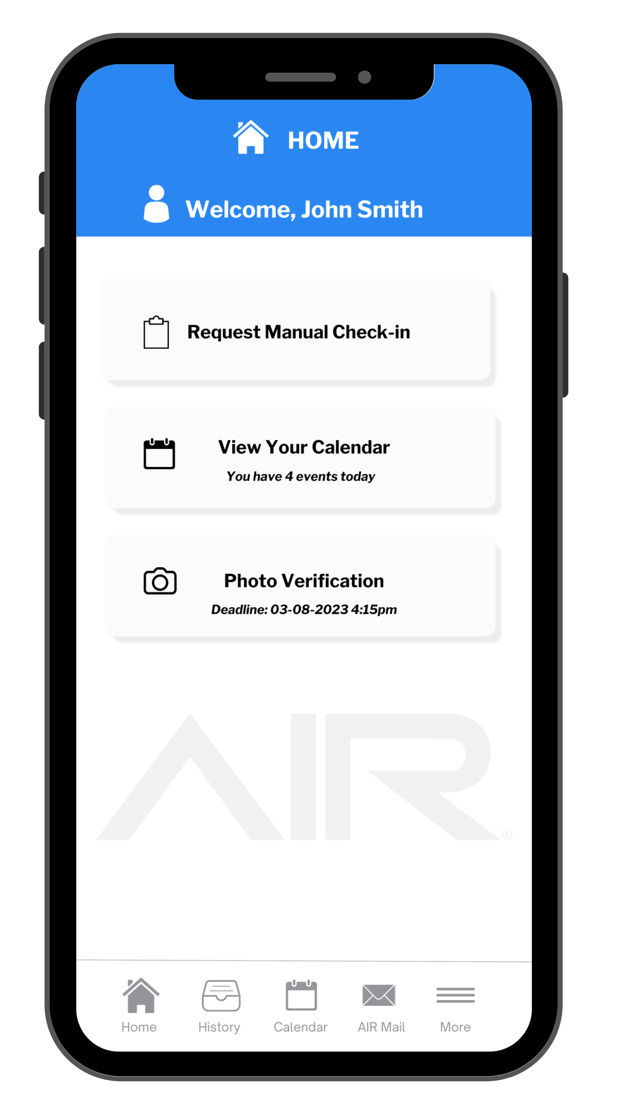AIR App Home Screen