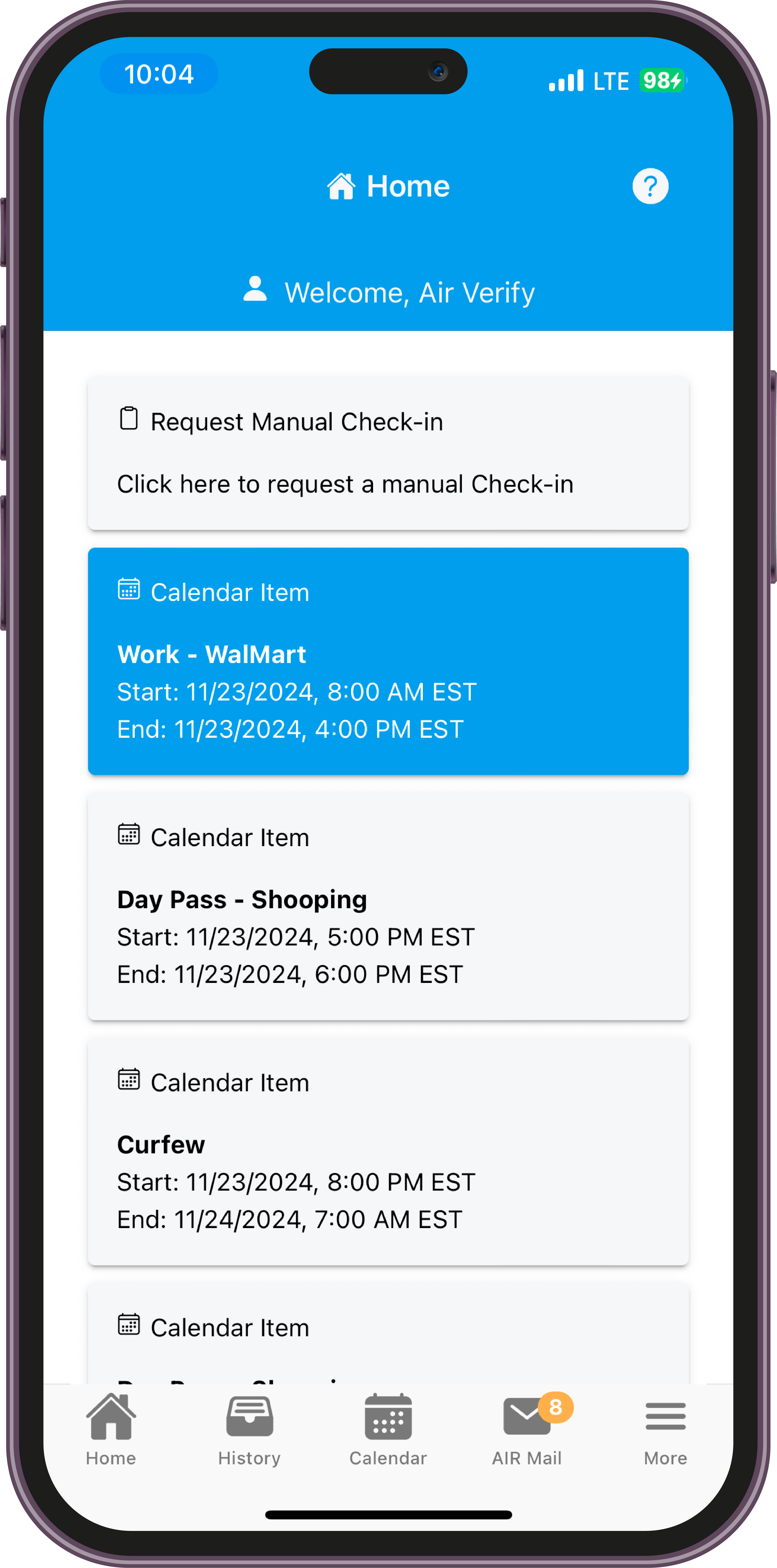 AIR Check in app